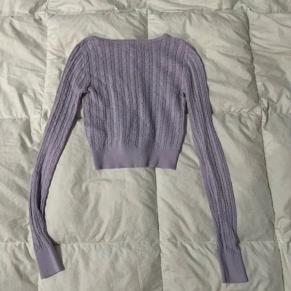Aeropostale Lavender Cable Knit Cardigan Sweater - Picture 2 of 4